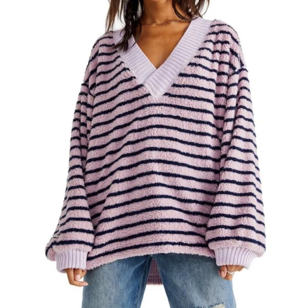 Preloved -‎ Free People Connell Strip Faux Fur Top